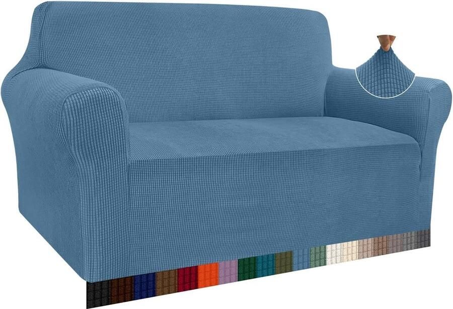 Bankhoes stretch 3 zitsbanken moderne High Stretch jacquard elastische bankovertrek voor woonkamer beschermer tegen honden en huisdieren 2-zits azuurblauw bankhoes stretch 3 zitsbanken