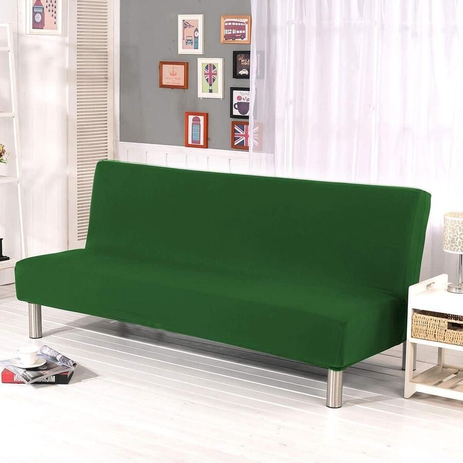 Bankhoes stretch 3 zitsbanken Slaapbank hoesrek donkergroen futon hoes verstelbaar bankhoes stretch 3 zitsbanken