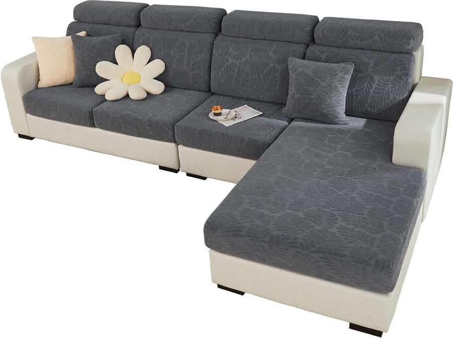 Bankhoes stretch 3 zitsbanken- Slijtvaste Spandex Hoekbankhoes Antislip Bankkussenovertrekken met Elastische Onderkant Ideaal voor Kinderen en Huisdieren Grijs 1 Zits bankhoes stretch 3 zitsbanken