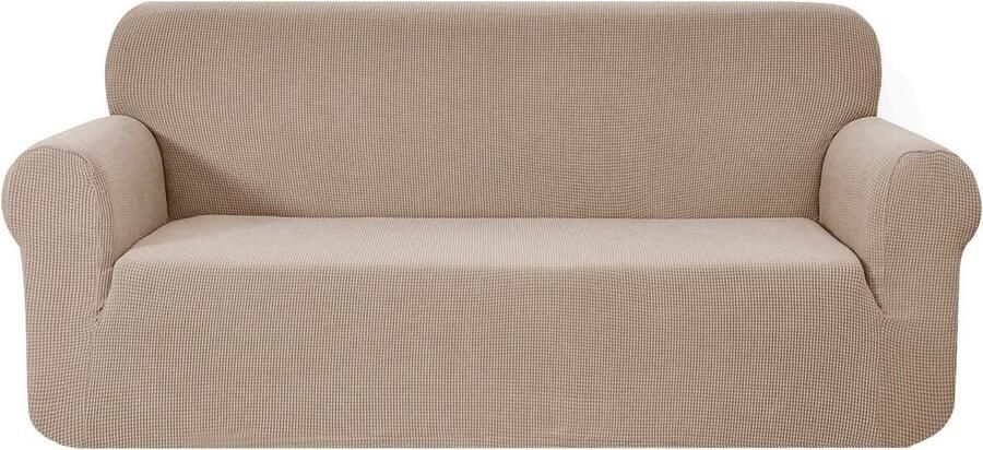 Bankhoes stretch 3 zitsbanken Stijlvolle 1-delige hoge stretchbank Taupe Dikke zachte machinewasbare antislip bankbeschermer bankhoes stretch 3 zitsbanken