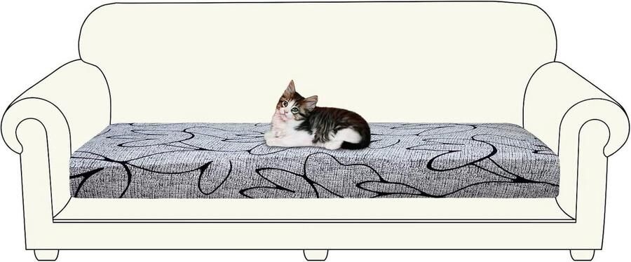 Bankhoes stretch 3 zitsbanken Universele bankovertrek voor 2-zitsbank en L-vorm bank Zitkussen bankhoes Grijze bloem print bankhoes stretch 3 zitsbanken