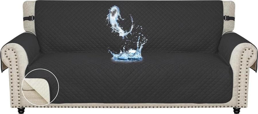 Bankhoes stretch 3 zitsbanken Waterbestendig Universele Sofahoes Anti-slip Schuim Krasbestendig Zwart bankhoes stretch 3 zitsbanken