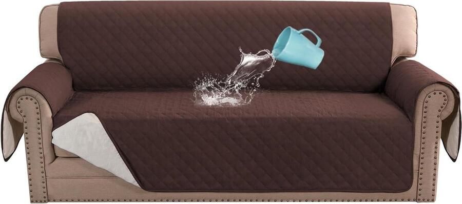 Bankhoes stretch 3 zitsbanken waterdichte drievoudige antislip wasbare bankbeschermer bruin sofa 1778 cm bankhoes stretch 3 zitsbanken