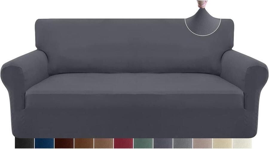 Bankhoes Stretch Hoekbankhoes Winter Winterbankhoes 3-zitsbankhoes Stretch Bankhoes 3-zits Extra Zacht Spandex Meubelbeschermer met Elastische Onderkant Grijs 1 8 m
