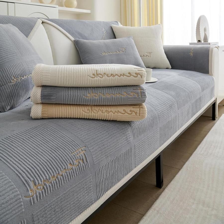 Universele Antislip Bankhoes Krasbescherming 1 stuk Melkfluweelgrijs 90 x 90 cm