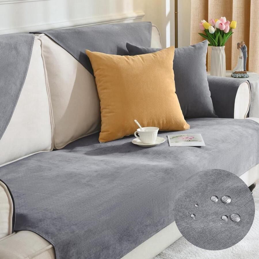 Bankhoes Universeel Waterdicht & Antislip 1 2 3 4-zits Donkergrijs 110 x 180 cm