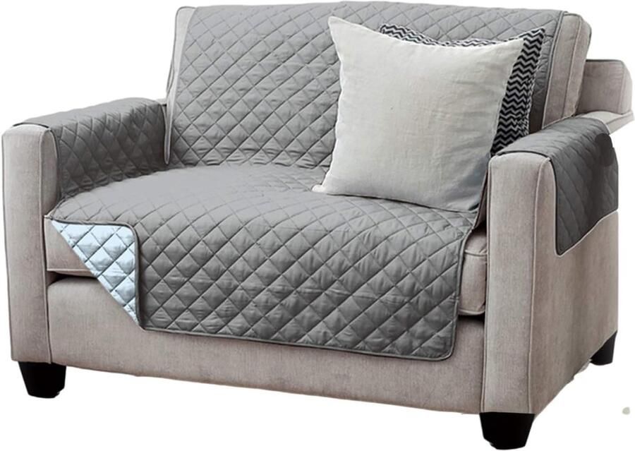 Bankhoes voor 2-zitsbank Bescherming en Overtrek van 191 x 224 cm Antraciet Lichtgrijs