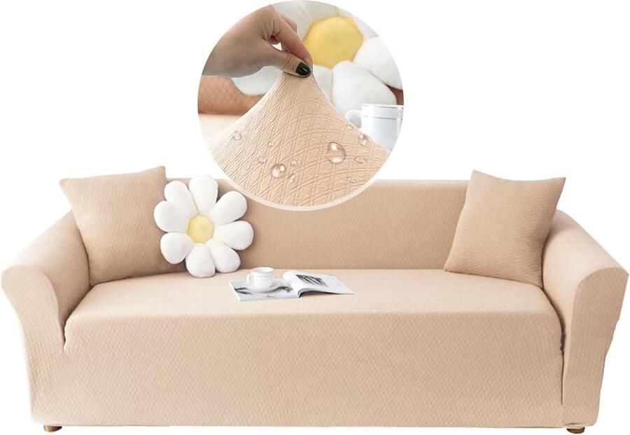 Bankhoes voor 3-zits elastisch en waterdicht 1 stuk beige