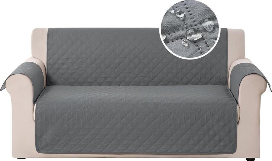 Bankhoes waterafstotende bankovertrek antislip bescherming tegen huisdier kat honden bank overtrek bankovertrek voor bank (3-zits grijs)