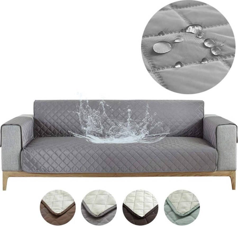 Bankhoes waterdichte bankhoes waterbestendige stoel loveseat meubelhoes beschermer met verstelbare elastische banden voor honden en katten (grijs 2-zits)