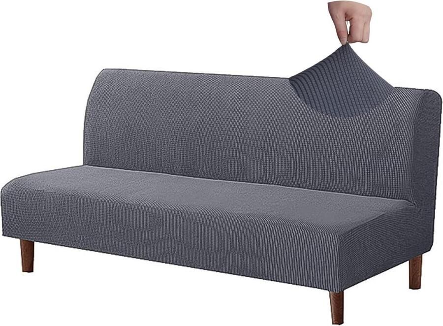 Goodivery Bankhoes zonder armleuningen 2 3 zits bank gooit armloze slaapbank hoes Jacqaurd stretch waterdicht wasbaar bankgooi bankhoes voor Clic Clac opklapbare bank zonder armleuningen grijs