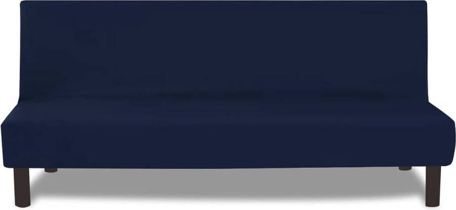 Bankhoes zonder armleuningen 3-zits elastische bankovertrek mouwloos wasbaar bankovertrek hoes voor bankovertrek zonder armleuningen marineblauw