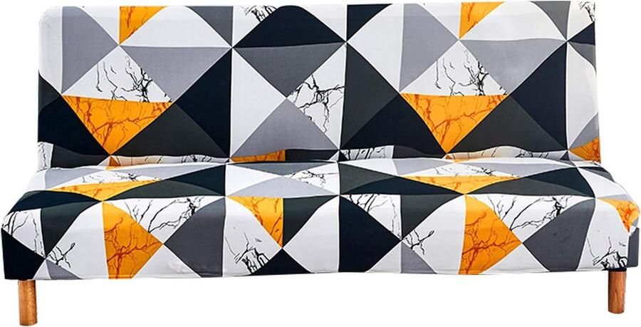Bankhoes zonder armleuningen moderne print 3-zits zonder armleuningen stretch bankovertrek voor opvouwbare slaapbank zonder armleuningen 180-210 cm geometrie 1