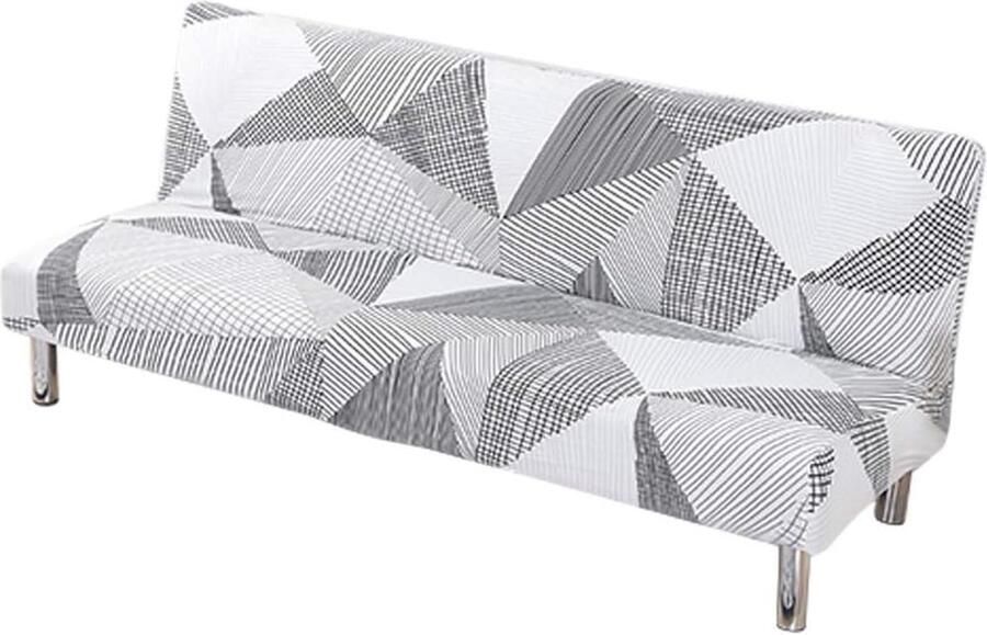 Bankhoes zonder armleuningen moderne print bankovertrek voor 3-zits zonder armleuning stretch bankovertrek voor opvouwbare slaapbank zonder armleuningen 180-210 cm (driehoekpatroon)