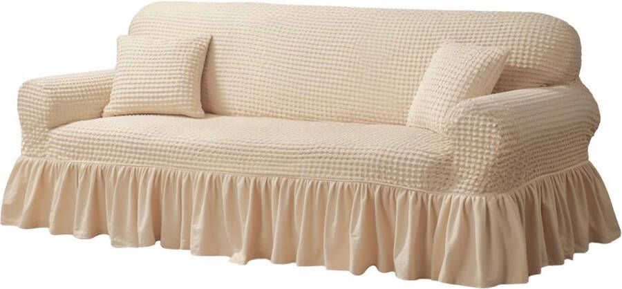 Bankhoezen 3-zits elastische beige bankhoes Antislip bankhoezen Bankhoes Stretch bankhoes Bankhoezen met 1 kussenhoes