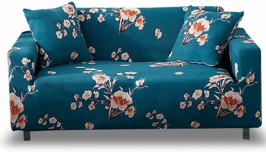 Bankhoezen 3-zitsbankhoes met armleuningen Stretch bankhoes Fauteuilhoes Elastische bankhoezen Universele meubelbeschermer blauwe bloem