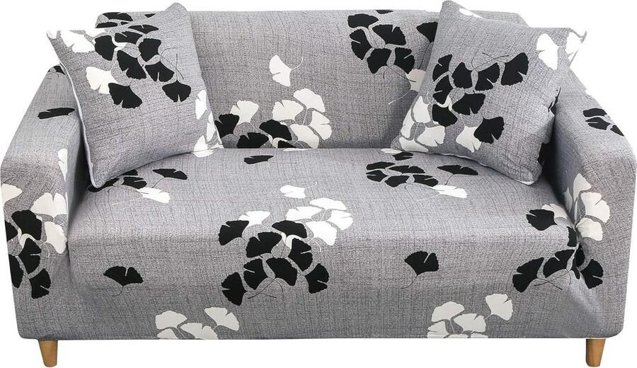 Bankhoezen moderne elastische bankovertrek stretch 1 2 3 4-zits antislip bloemenprint bankhoes voor bank meubelbescherming (grijs-esdoornblad 2-zitsbankhoes: 141-180 cm) - Foto 2