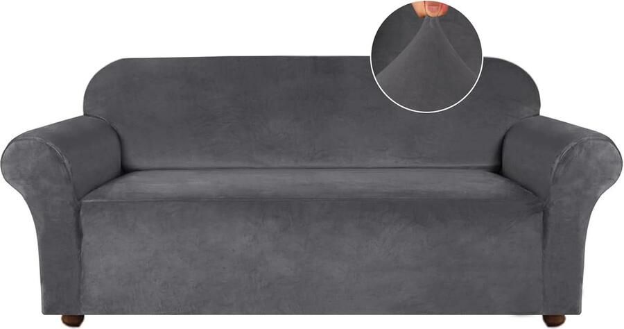 Bankhoezen voor 3 kussens Bank Stretch Bankhoezen met antislip elastische onderkant Meubelbeschermer voor huisdieren Gemaakt (grijs)