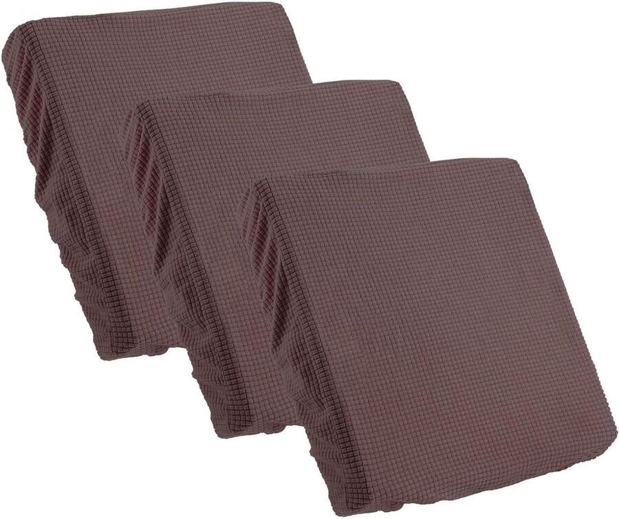 Bankhoezen voor kussens 3 stuks 50 x 50 cm Elastische bankhoes in koffiebruin