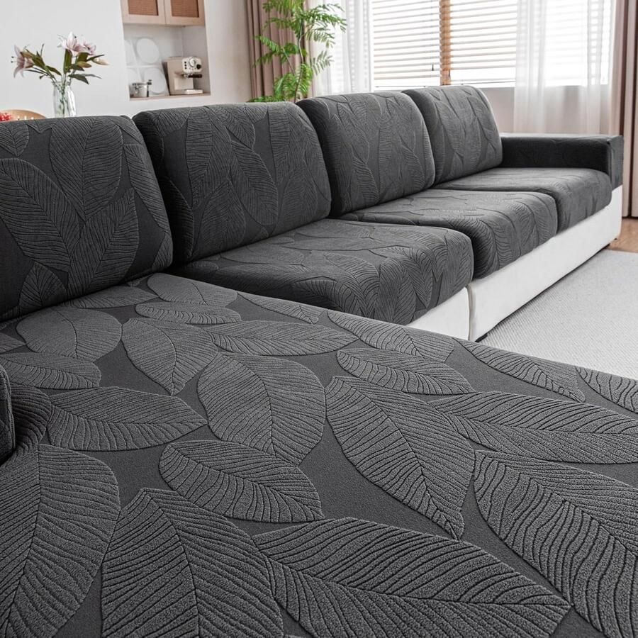 Bankhoezen voor Sectional Sofa Wasbaar Stretch Zachte Sofa Kussenhoezen Sofa Slipcovers Anti Slip Meubel Decor Protector voor Huisdieren donkergrijs