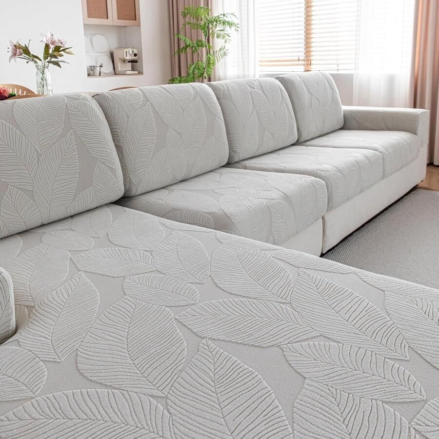 Bankhoezen voor Sectional Sofa Wasbaar Stretch Zachte Sofa Kussenhoezen Sofa Slipcovers Anti Slip Meubel Decor Protector voor Huisdieren lichtgrijs