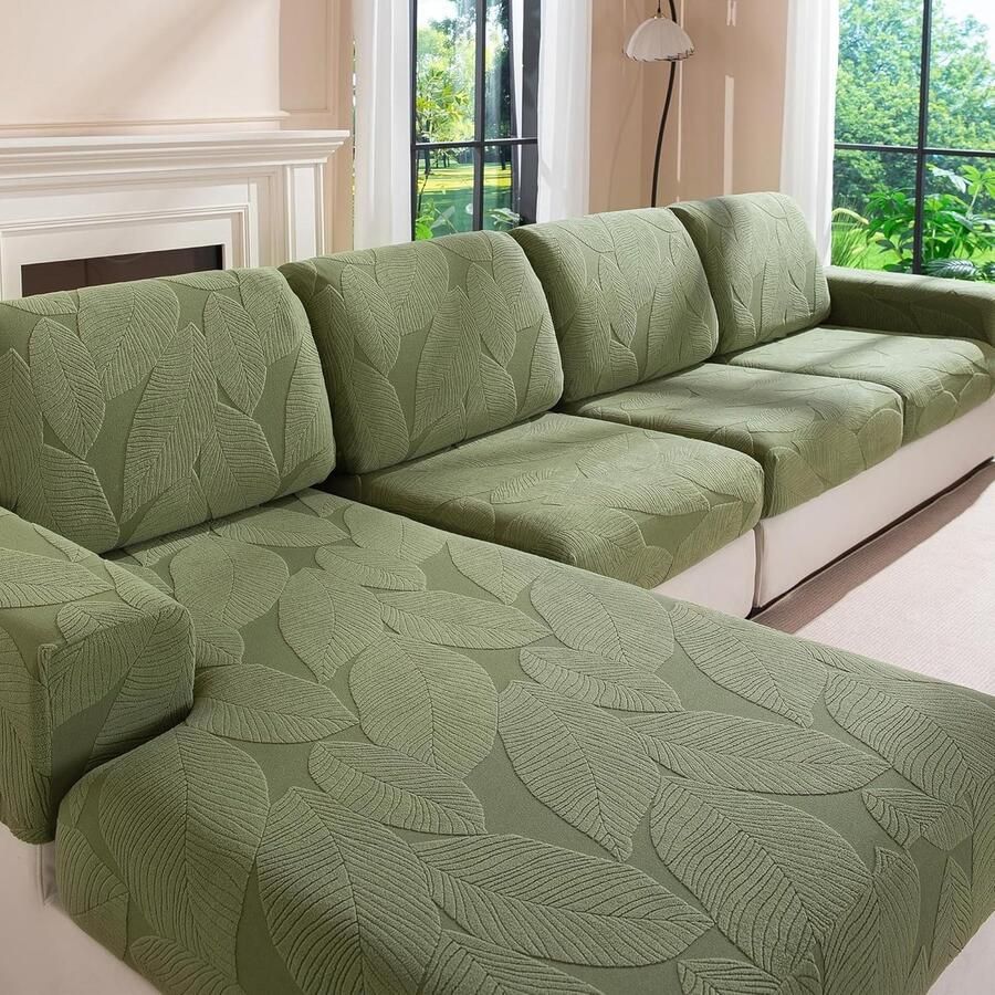 Bankhoezen voor Sectional Sofa Wasbaar Stretch Zachte Sofa Kussenhoezen Sofa Slipcovers Anti Slip Meubel Decor Protector voor Huisdieren Gras groen