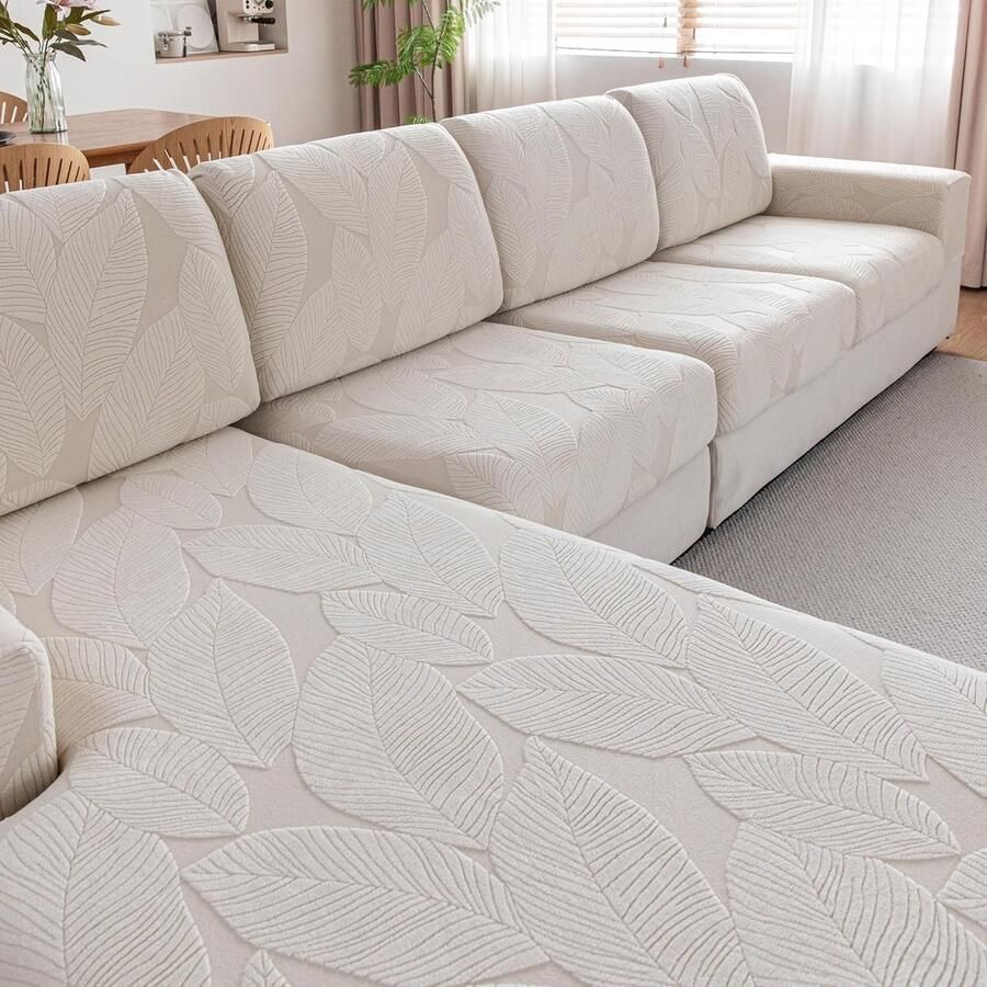 Bankhoezen voor Sectional Sofa Wasbaar Stretch Zachte Sofa Kussenhoezen Sofa Slipcovers Anti Slip Meubel Decor Protector voor Huisdieren Beige