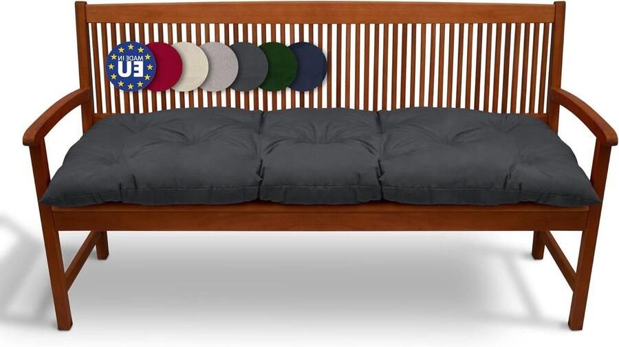 Bankkussen 100 x 50 x 10 cm Tuinbank Kussens Kussen voor Tuinmeubelen – als Zitkussen en Rugkussen Grafietgrijs
