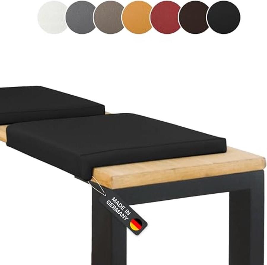 Bankkussen klemkussen kunstleer zwart voor zitbank met diepte vanaf 35 cm