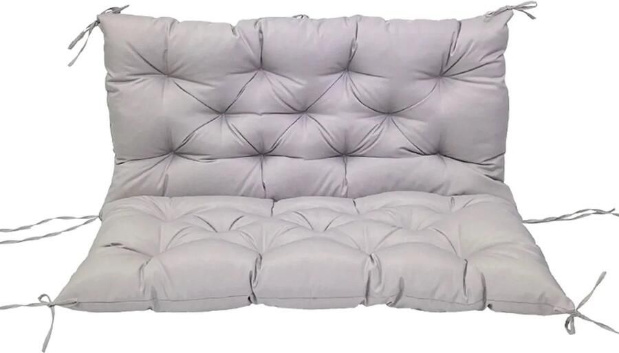 Bankkussen Zitkussen met Rugdeel Ergonomisch Zacht voor Schommelbank Tuinbank Eetbank Meubels Verwijderbaar Wasbaar Waterdicht Polyester 120 x 100 cm Lichtgrijs