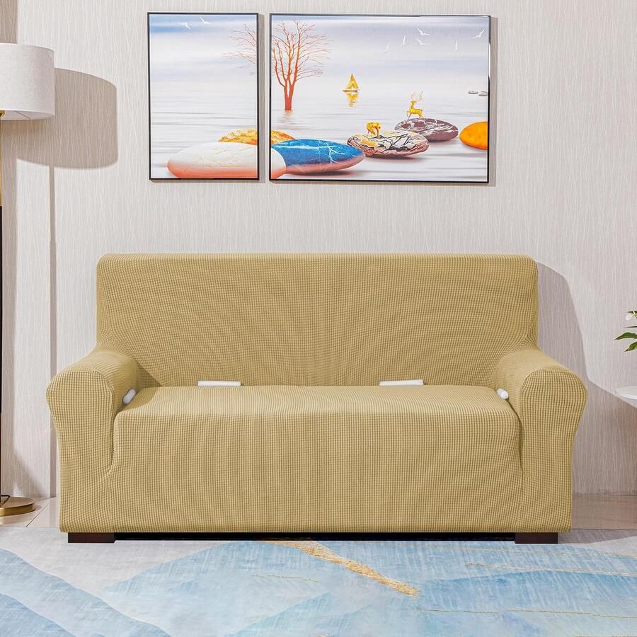 Elastische bankovertrek stretch bankovertrek hoes voor bank stoel 3-zits (geel 185-235 cm)