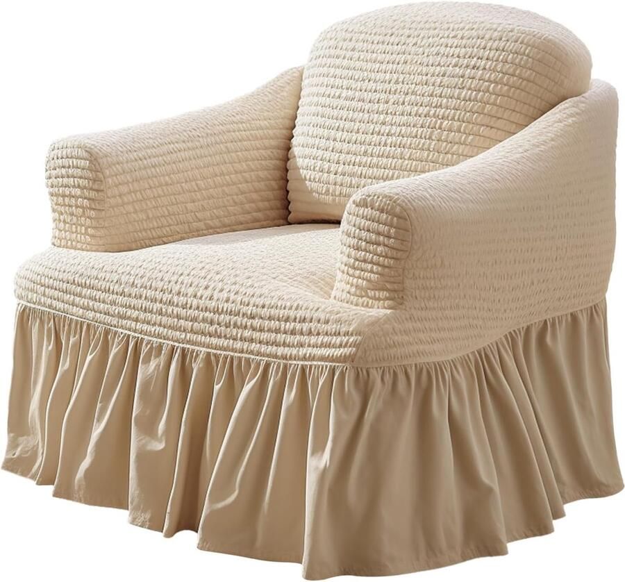 Bankovertrek 1-zits elastische beige bankovertrek antislip bankhoes stretch bankovertrek bankhoes met 1 kussensloop