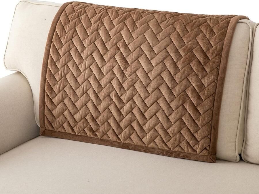 Bankovertrek 3-zits antislip bankovertrek voor L-vorm bankbeschermer chaise longue hoekbank 2-zits hoezen woonkamer stoel honden huisdieren bruin 90 x 90 cm (slechts 1 stuk)