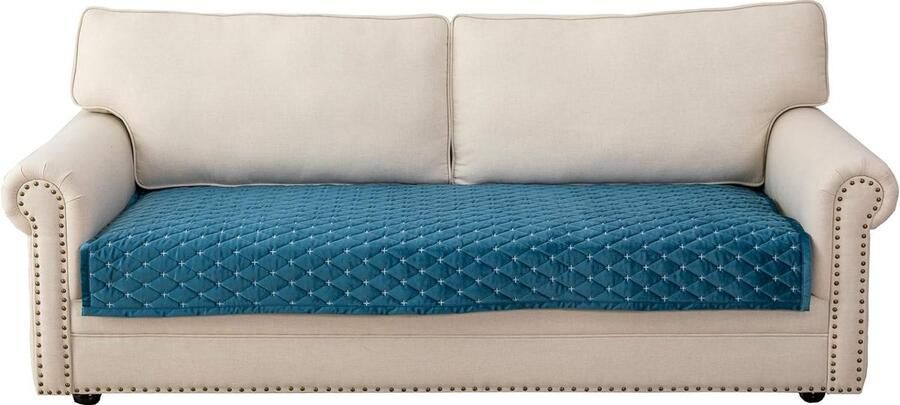 Bankovertrek 3-zits antislip bankovertrek voor L-vorm bankbeschermer chaise longue hoekbank 2-zits hoezen woonkamer stoel honden huisdieren blauw 110 x 180 cm (slechts 1 stuk)