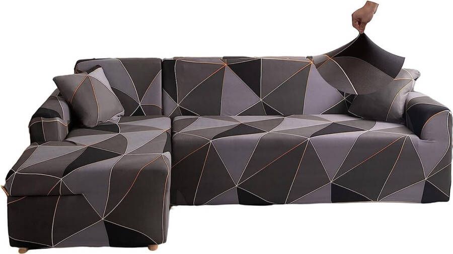 Bankovertrek elastische spandex stretch bankovertrek voor L-vorm universeel wasbaar antislip 2-zits + 3-zits oranje-grijs