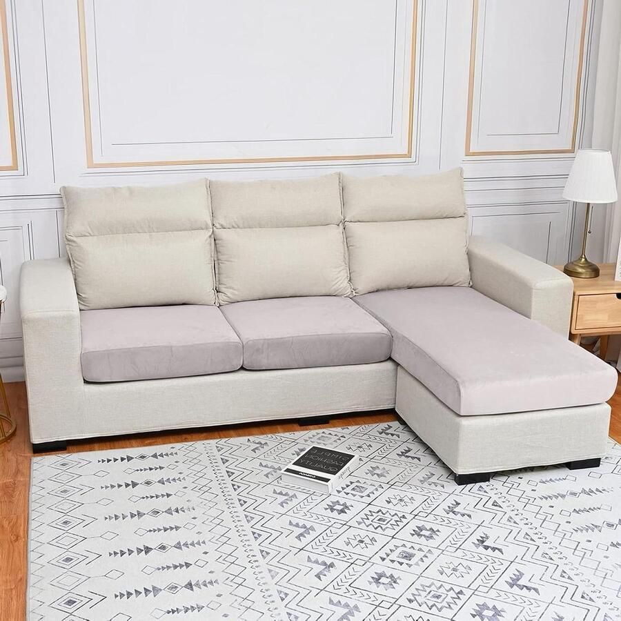 Bankovertrek fluweel stretch hoekbank zitkussen 1-zits lichtgrijs content in html toegevoegd hoekbank hoes stretch