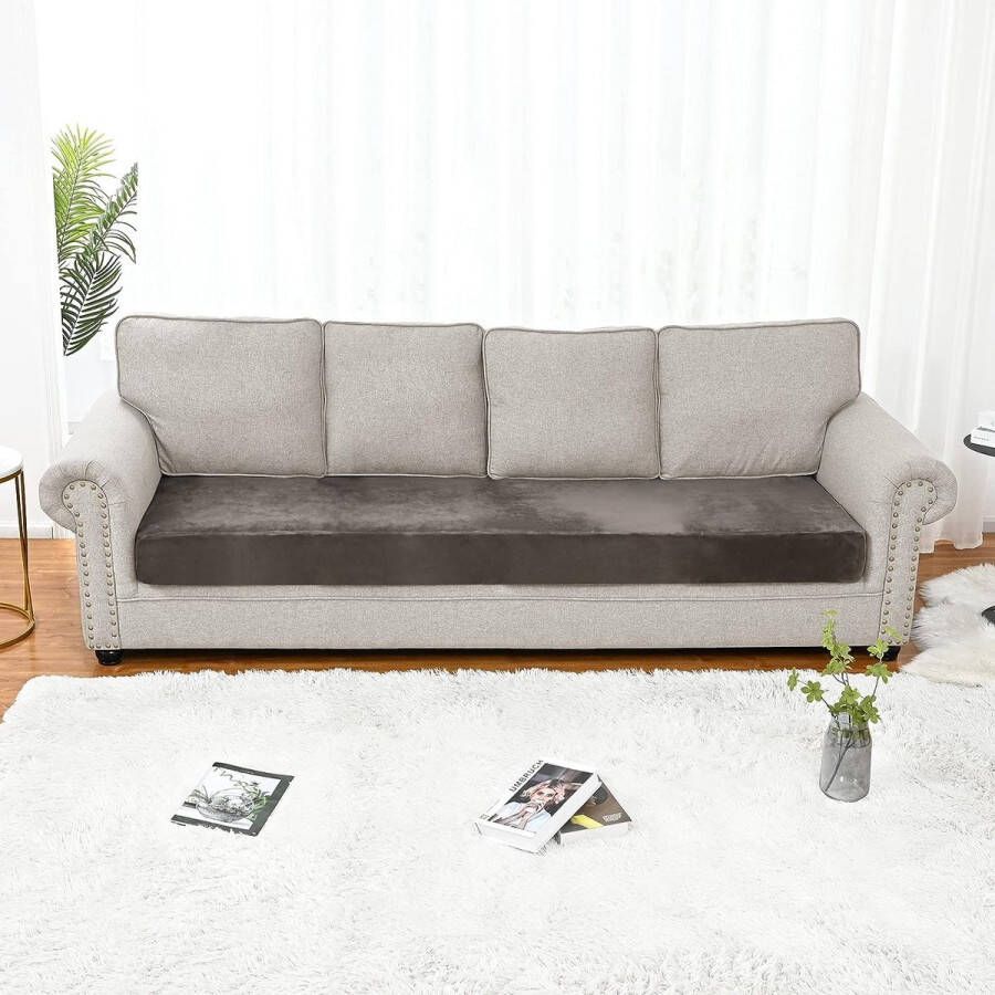 Bankovertrek fluwelen bankovertrek stretch bankovertrek L-vorm hoekbank zitkussen 2-zits 1 stuks bruin