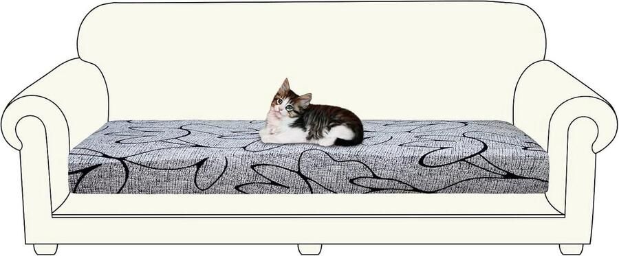 Bankovertrek stretch 2-zits universele bankovertrek 1 stuk grijs polyester 2-zits