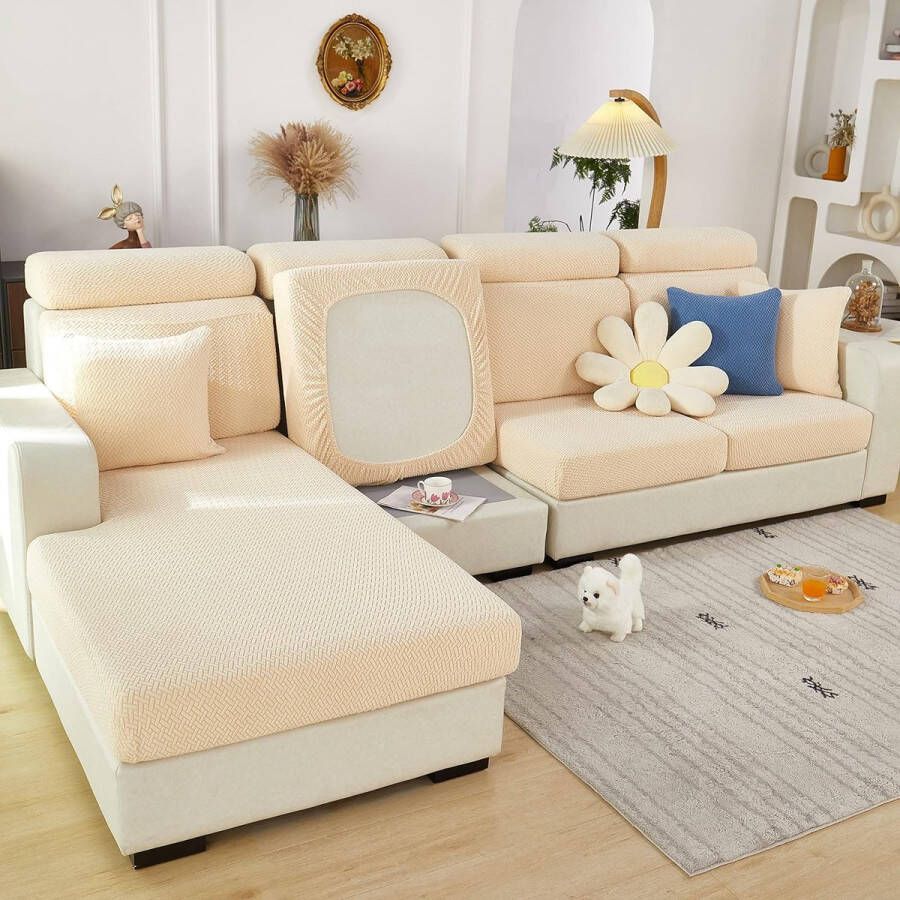 Bankovertrek stretch bankovertrek universeel elastisch antislip voor sofakussen L-vormig chaise longue meubelbescherming