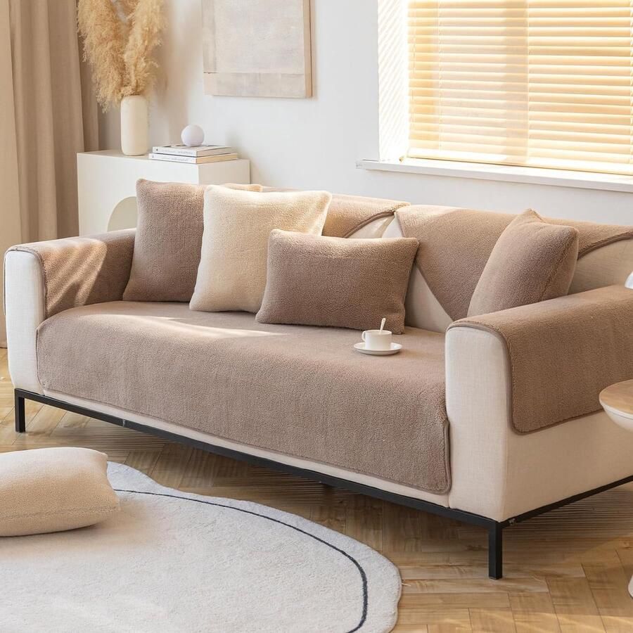 Aihome Zachte fluwelen bankhoezen voor 1-4-zitsbank met antislip onderlegger ideaal als sprei en bescherming voor banken ook geschikt voor hoekbanken en als bankbeschermer voor huishoudens met honden - Foto 2