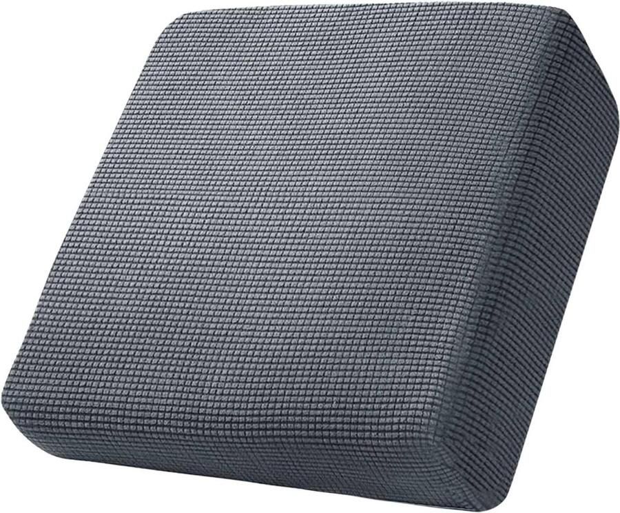 Bankovertrek stretch kussensloop zitkussen elastische bankovertrek L-vorm hoes voor bank zitkussen antislip tartan-stof 1-zits donkergrijs