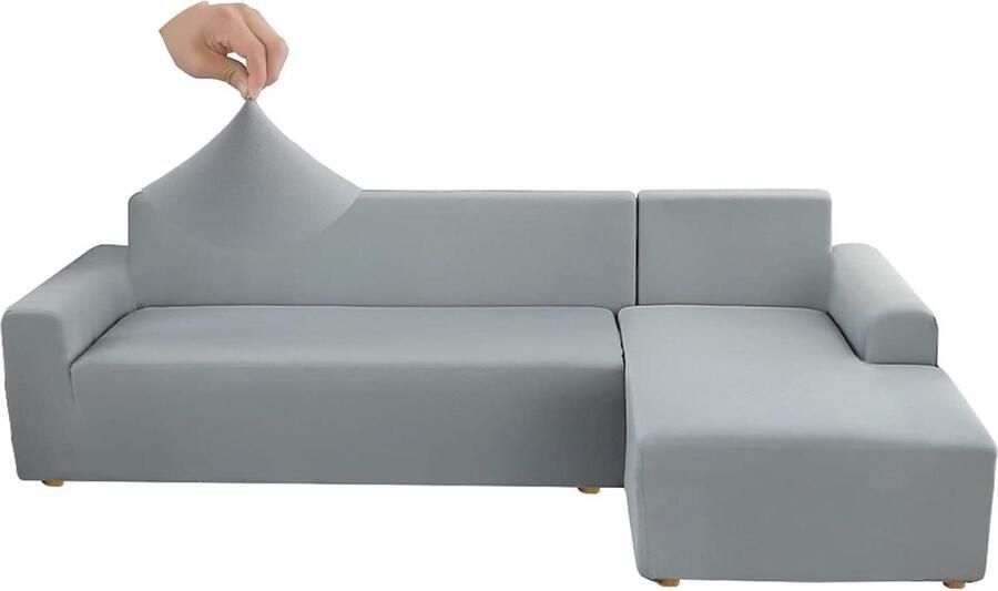 Bankovertrek voor hoekbank elastisch en wasbaar 2-delig rookgrijs universeel