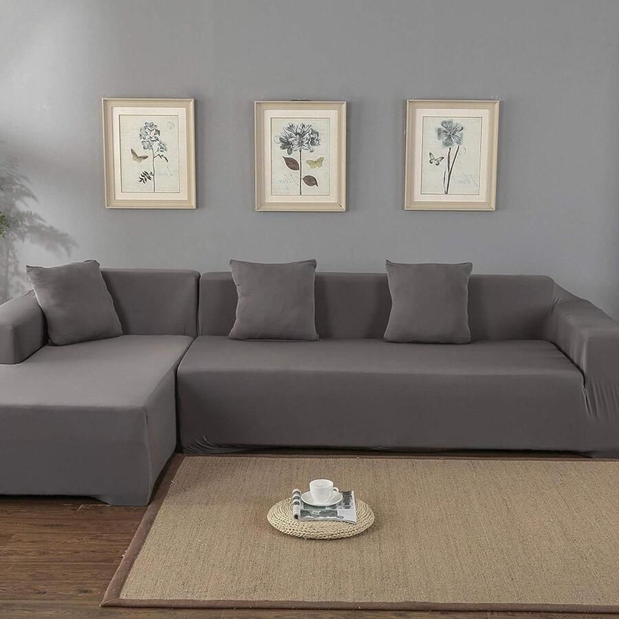 Bankovertrek voor hoekbank in L-vorm 3 + 2 Elegante grijze kleur