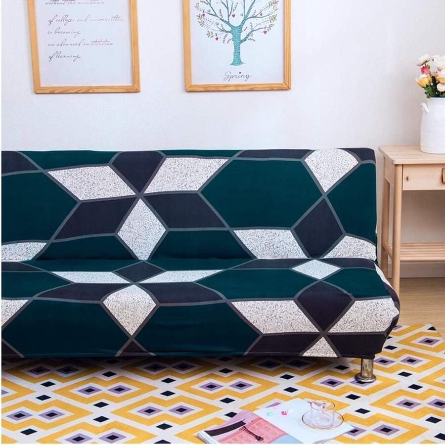 Bankovertrek zonder armleuningen Meigeh 2-zits futonovertrek elastische bankhoes slaapbank 3-zits