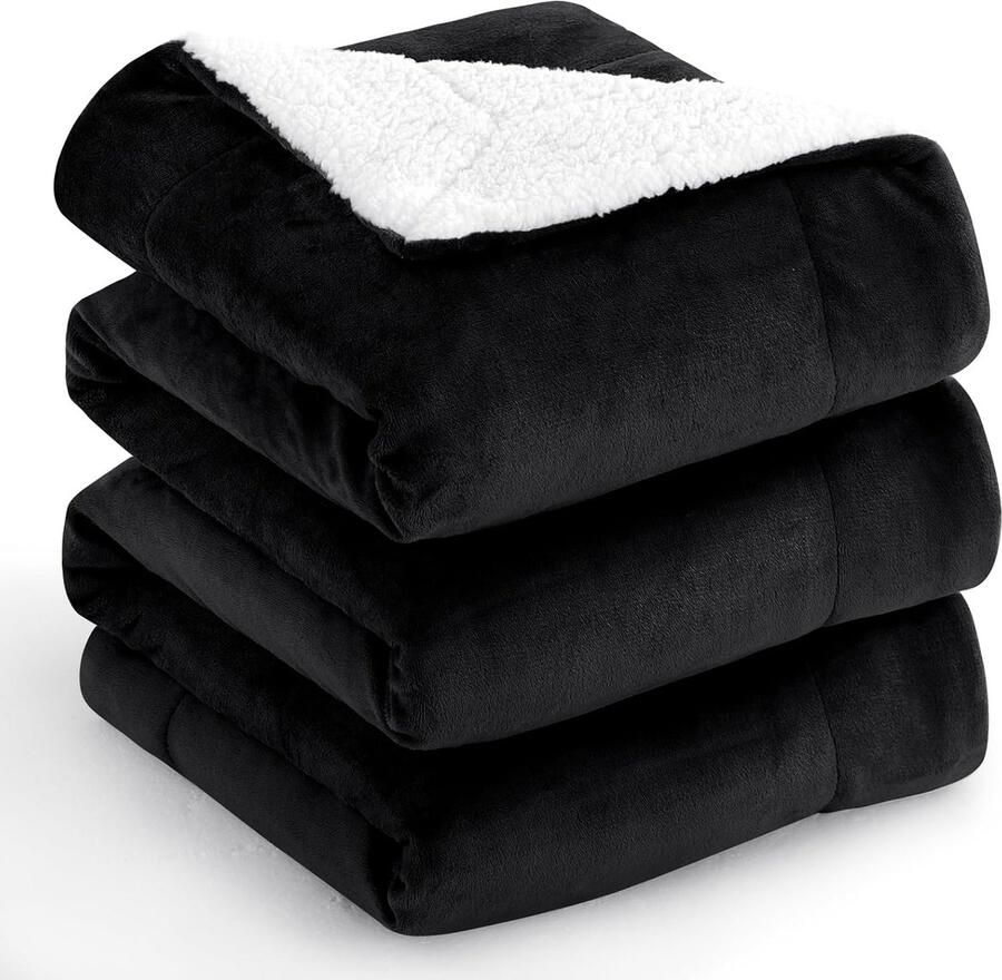 Bankplaid Sherpa 220X240 cm – deken voor bank winter antraciet 2 personen zacht en warm