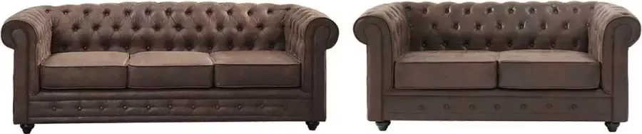 Vente-unique Bankstel CHESTERFIELD van microvezel met vintage look L 205 cm x H 72 cm x D 88 cm