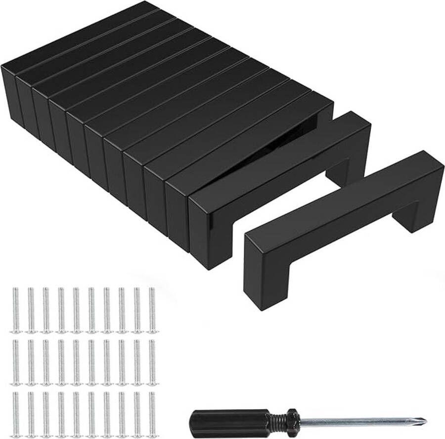 Baoweihua 12 stuks deurgrepen keuken zwart met gatafstand 96 mm kastgrepen met schroeven en installatiegereedschap geschikt voor meubels keuken en woondecoratie