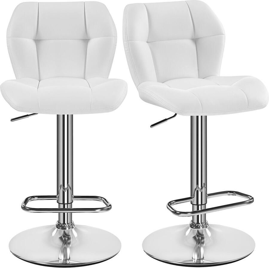 Barkruk 2-delige set in hoogte verstelbaar 360 graden draaibaar barstoelen keukenstoelen met rugleuning en voetensteun barstoel PU-kunstleer zithoogte 62 5 cm 84 5 cm voor de