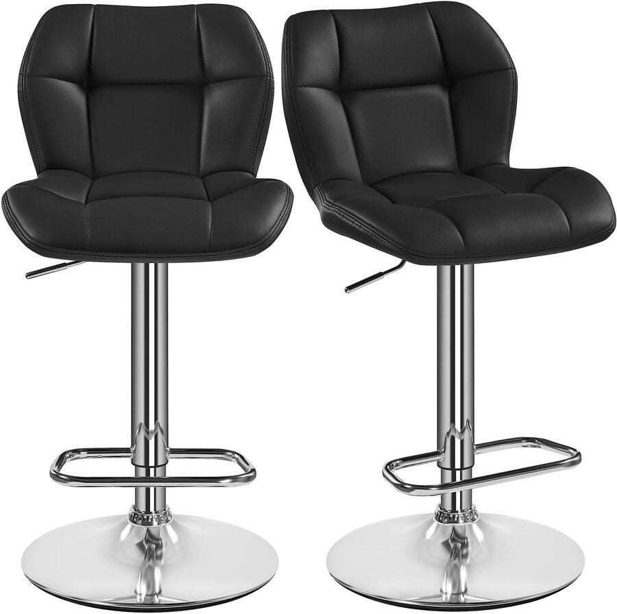 Barkruk 2-delige set in hoogte verstelbaar 360 graden draaibaar barstoelen keukenstoelen met rugleuning en voetensteun barstoel PU-kunstleer zithoogte 62 5 cm 84 5 cm voor de