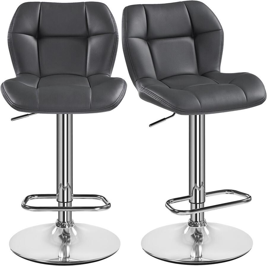 Barkruk 2-delige set in hoogte verstelbaar 360 graden draaibaar barstoelen keukenstoelen met rugleuning en voetensteun barstoel PU-kunstleer zithoogte 62 5 cm 84 5 cm voor de